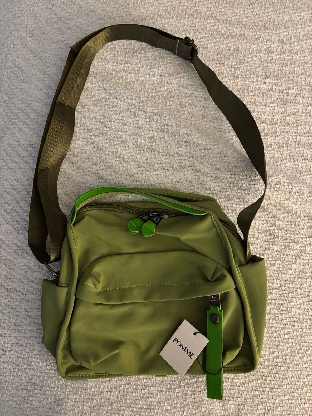 POMME Lime Green Casual Crossbody Bag with Adjustable Strap